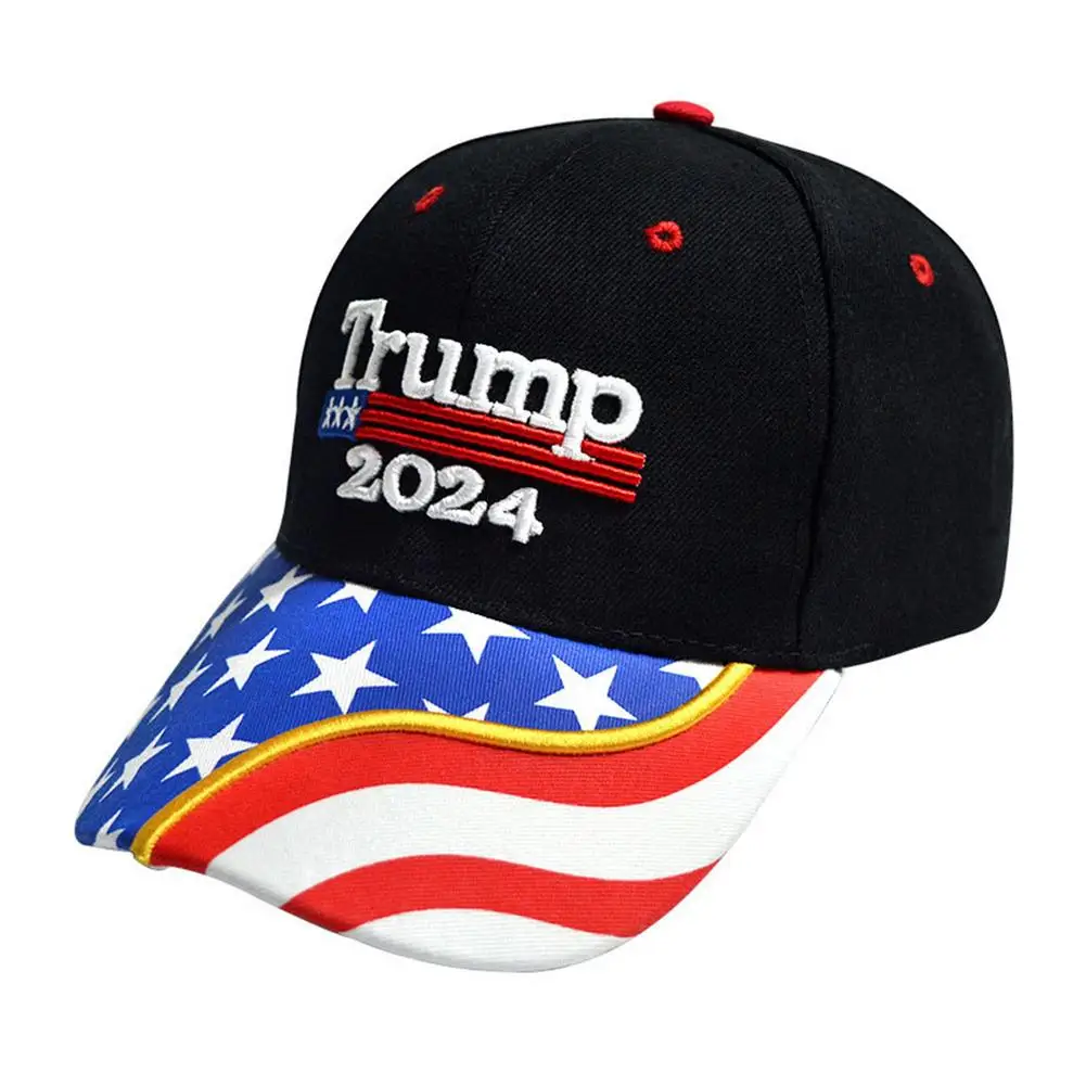 Man\'s Caps Donald Trump 2024 Hat Trump Baseball Cap with Embroidered Flags of America Adjustable Size for Office All Seasons