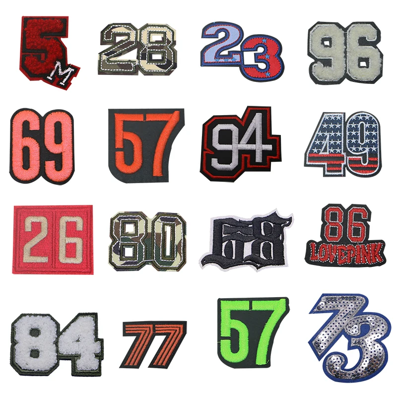 1PCS 3D Towel Digital Combination Sports Number English Alphabet Patch Clothing Embroidery Decal DIY Accessories Badge