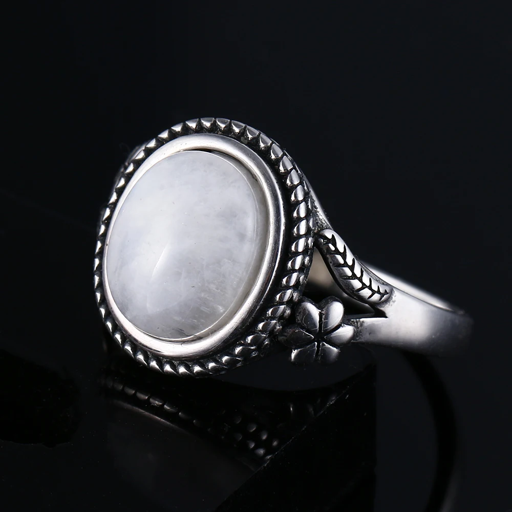 925 Sterling Silver Ring Natural Moonstone Rings for Women Flower Shaped Wedding Jewelry Gift Fashion Luxury Ring