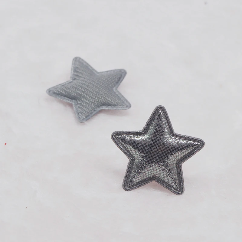 80Pcs/Lot 3.5CM Pu Star Padded Appliques For Children Hair Clip Accessories Patches