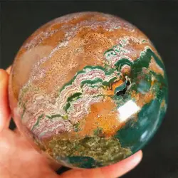Natural Marine jasper agate stone ball Quartz Crystal Sphere Mineral Healing