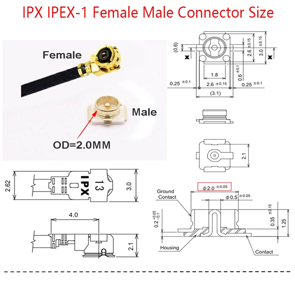 Imagem -03 - Sma Macho para Ufl u. fl Ipx Adaptador Feminino rf Coaxial Pigtail Cabo de Extensão Antena Wifi 600 mm 100 Pcs Rg178