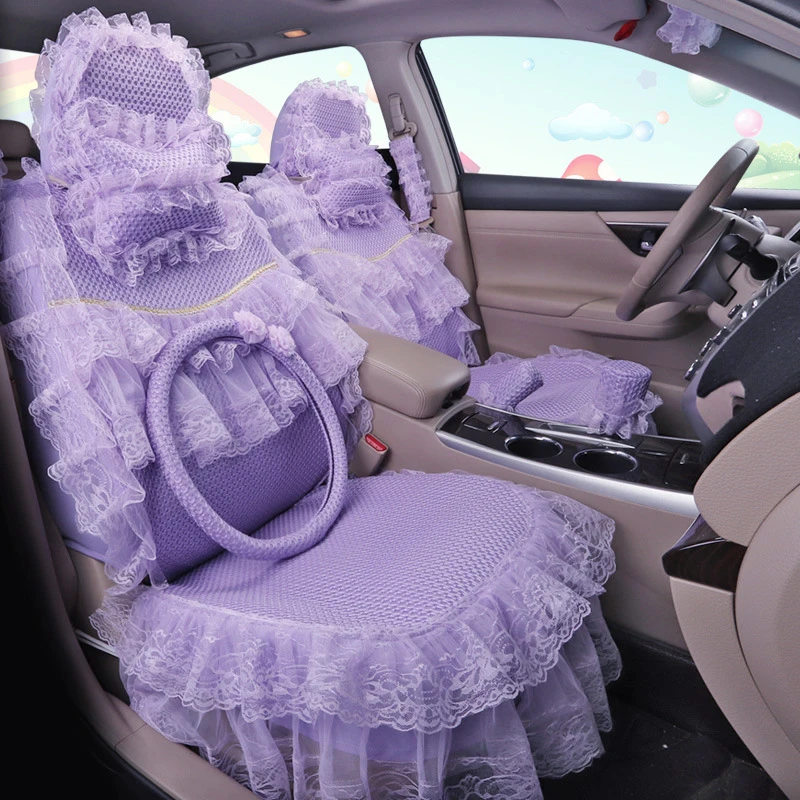 Kawaii Purple Car Seat Covers Sets For Women Girls Full Set Interior Cute Decoration Protector Accessories For Toyota Corolla