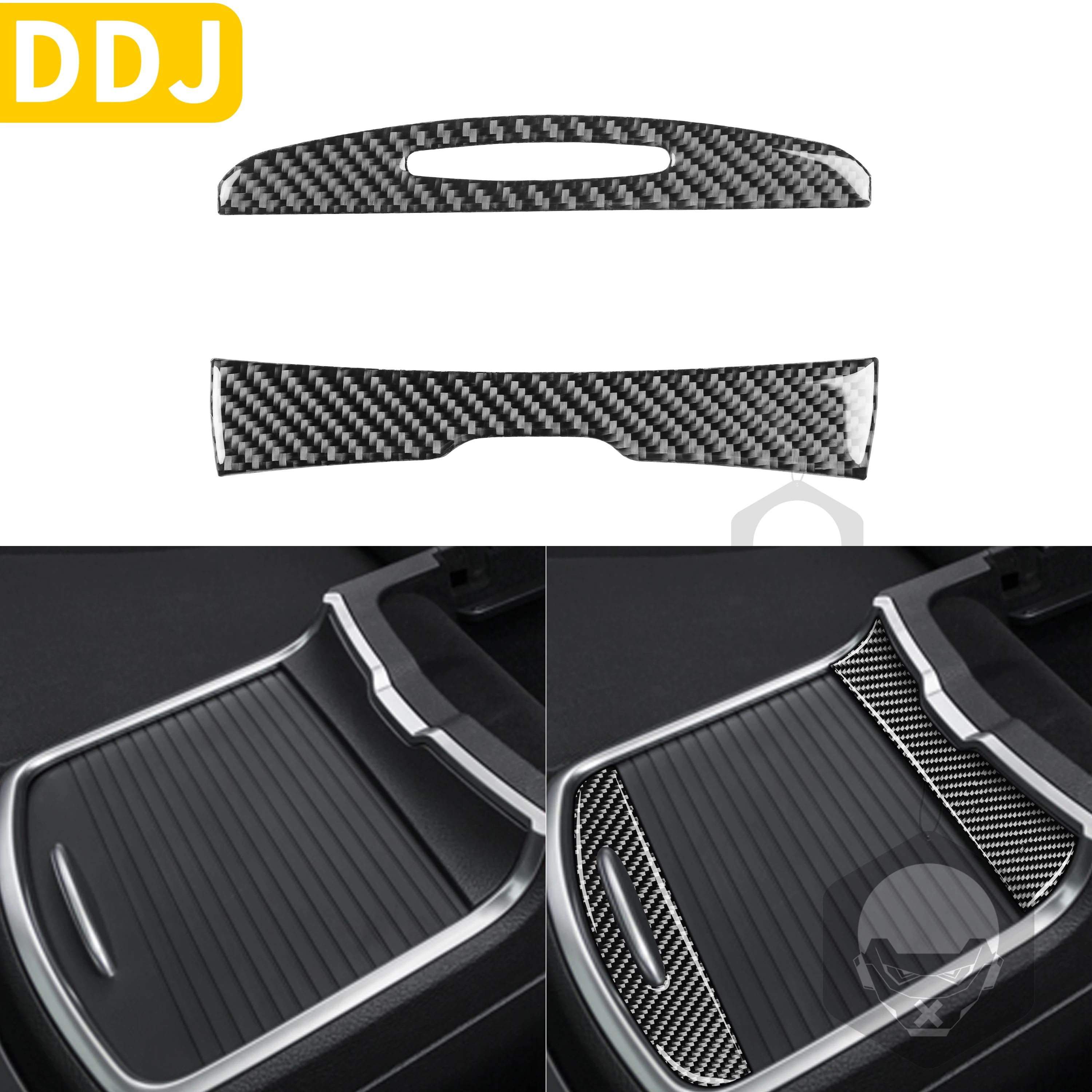 

For Dodge Charger LD 2015+ Accessories Car Interior Center Control Cup Holder Cover Sticker Carbon Fiber Storage Door Decorative