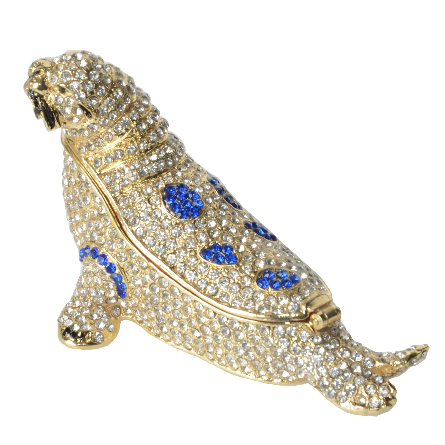 Crystal Stone Encrusted Fur Seal Trinket Jewelry Box, Necklace Holder, Blingbling, Birthday Gift