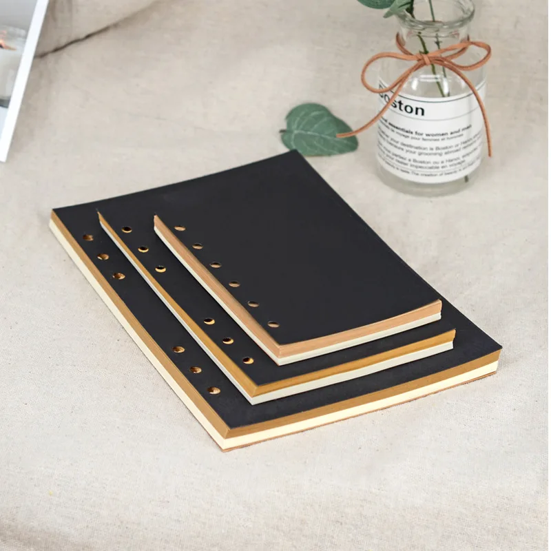 Organizer A5 A6 A7 Black Kraft Paper 6-Holes Loose-leaf Spiral Notebook Journals Kawaii Blank Coil Notepad Schedule Stationery