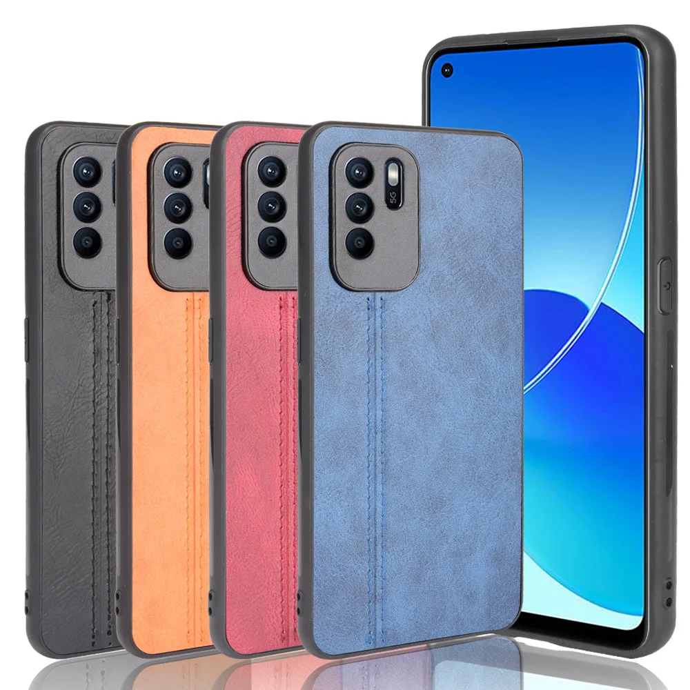 For OPPO Reno 6Z 5G Case For OPPO Reno6 Z Case Suture Soft Edge PU Leather Hard Phone Cover For OPPO Reno6 Z 5G Reno6Z Case