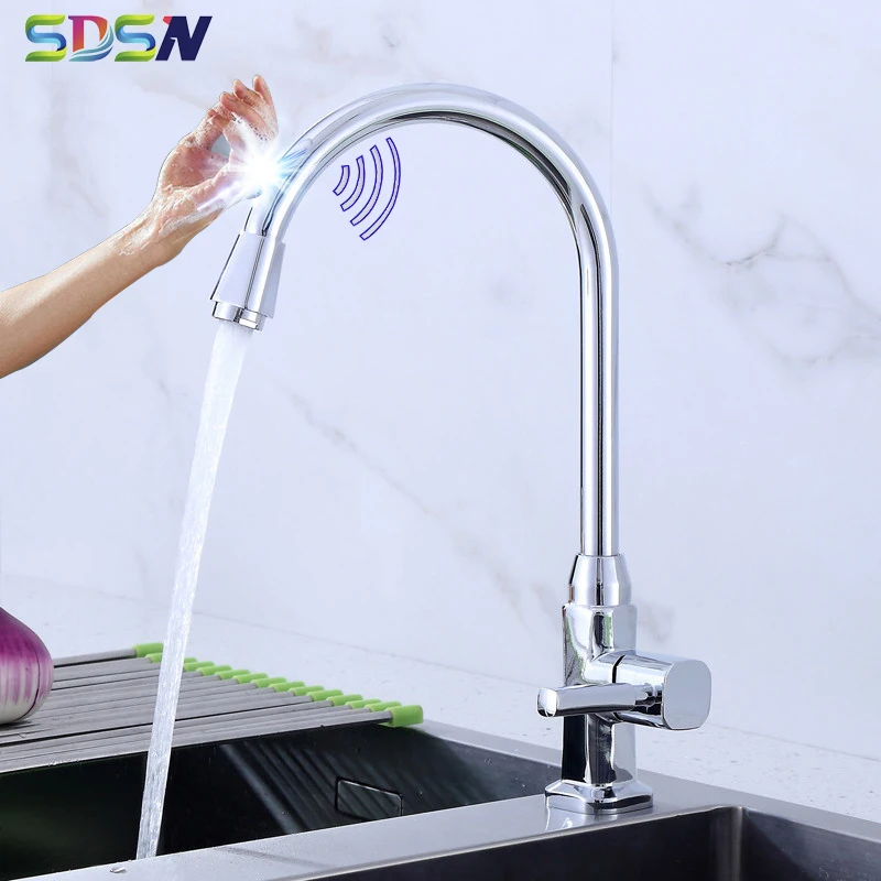 Kitchen Faucet SDSN Touch Kitchen Faucet Single Cold Chrome Kitchen Mixer Tap Smart Touch Control Kitchen Faucets Cold Water Tap