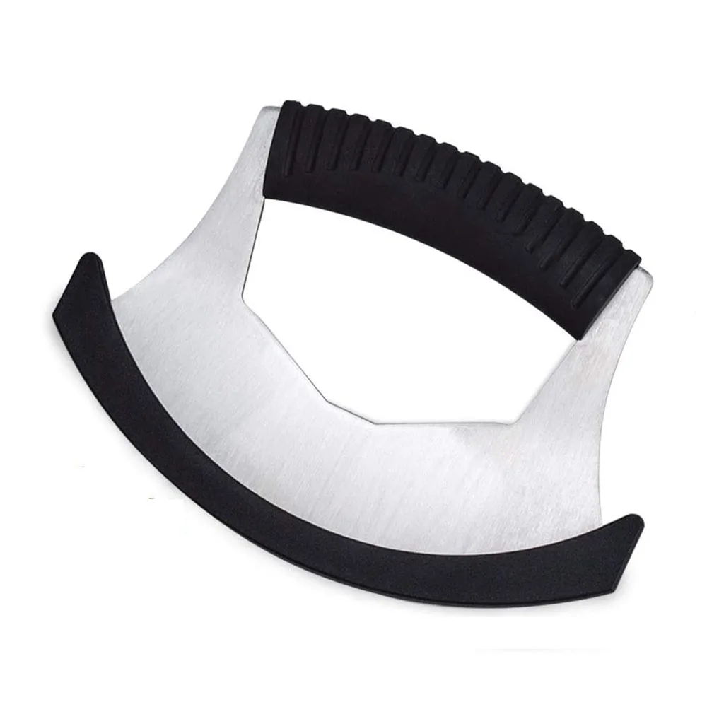 Salad Chopper Rocker Knife for Disabled One Handed Use Mincing Chopper for Vegetables Pizza Cutter Rocker Roller with Cover
