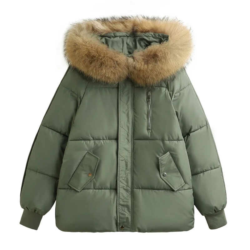 Imagem -02 - Moda Curto para Baixo Acolchoado Jaqueta Roupas Femininas Cabolsas de Inverno Tamanho Grande Gola de Pele com Capuz Parkas Meninas Coreanas Outerwear D470 2023