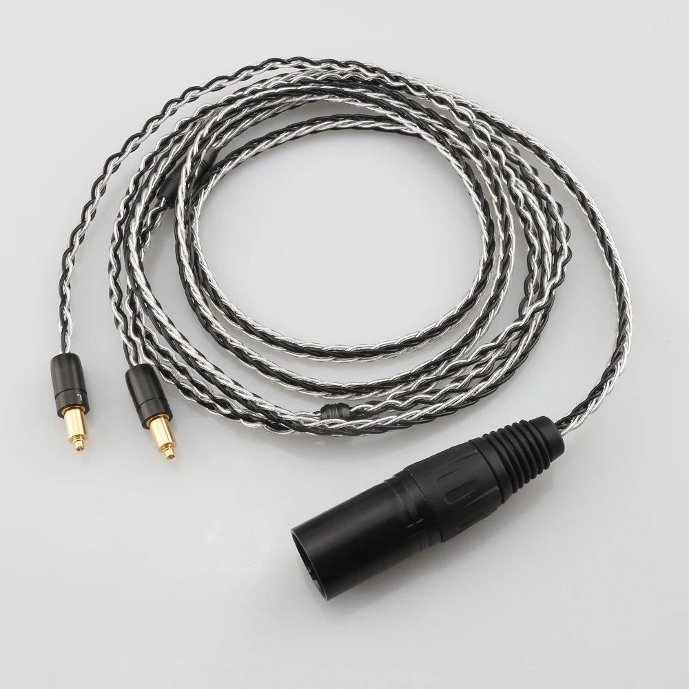 HiFi 2.5mm 4.4mm XLR 3.5mm 8 Core Silver Plated Black Earphone Cable For Shure SRH1540 SRH1840 SRH1440