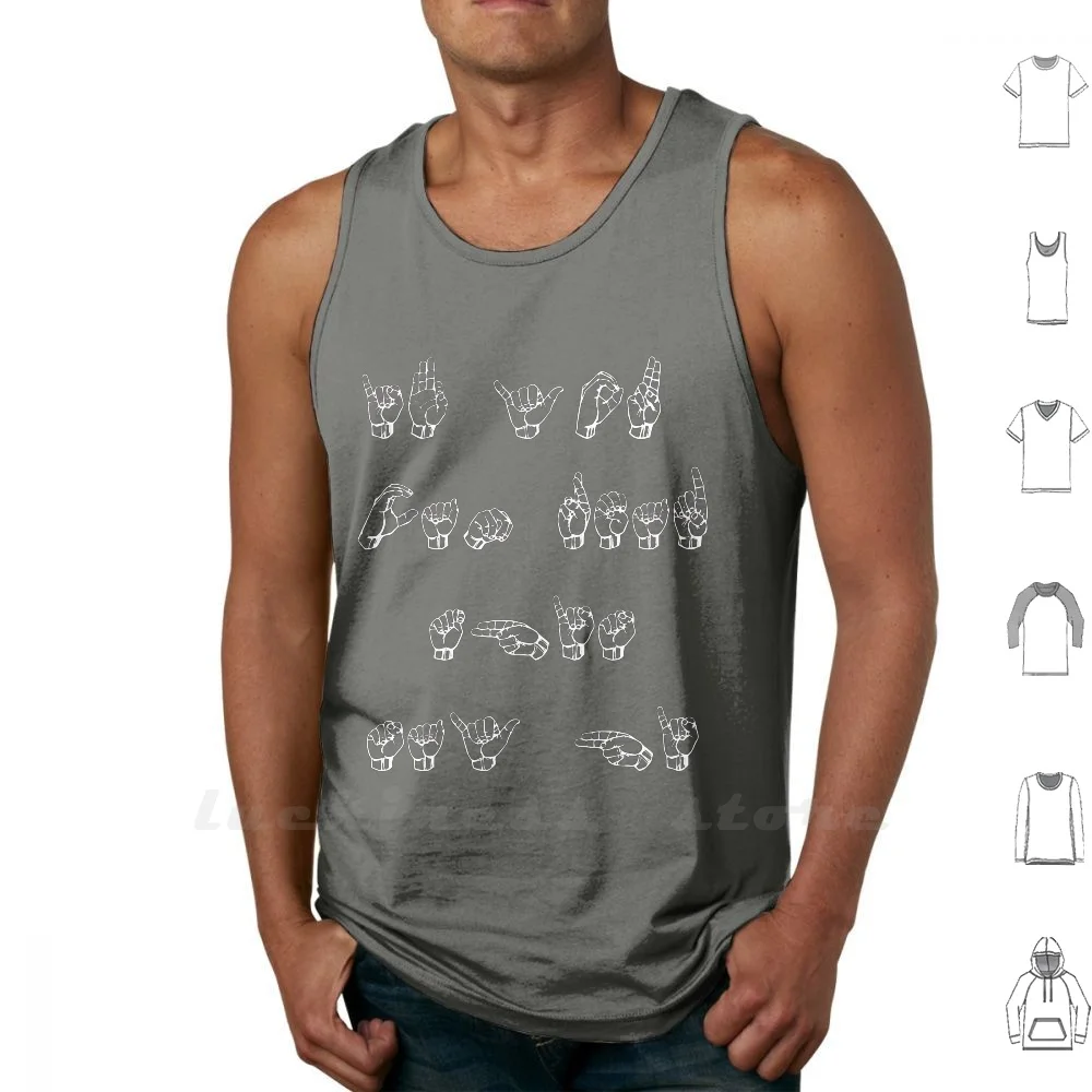 Asl ( American Sign Language ) Tank Top Vest Sleeveless Men Women Cotton American Sign Language Interpreters American Sign