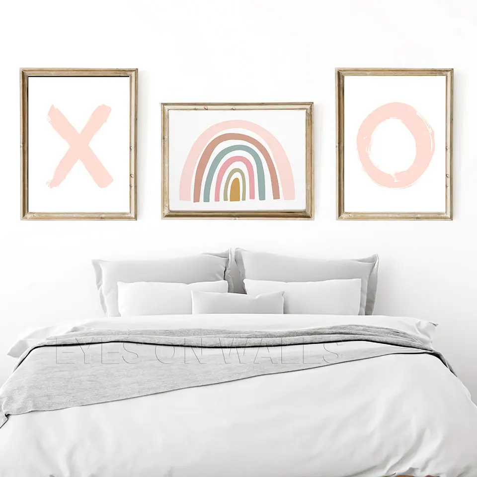 

Rainbow Pink X o Letter Poster Nordic Nature Canvas Painting Wall Art Modular Pictures for Baby Room Kids Room Decoration