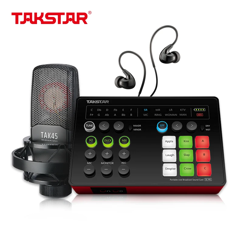 Takstar MX1 Set Live Broadcast Sound Card Set，Microfono Condensador Profesional for Various Entertainment Live Broadcast APPs