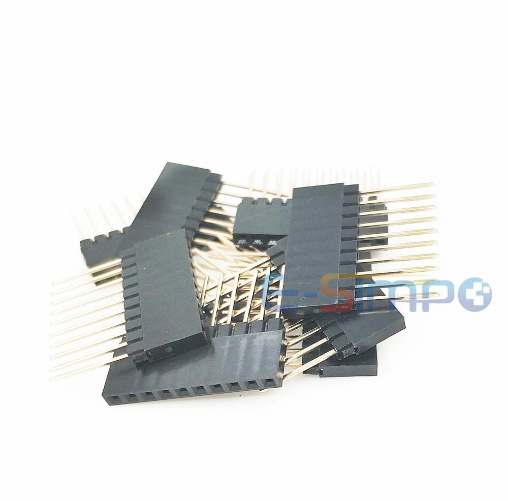10pcs 2.54mm PC104 Industrial Square Pin Single Row 1X6P/8P/10P/40P Straight PH11mm Pin L12mm Gold PCB Female Header Connector