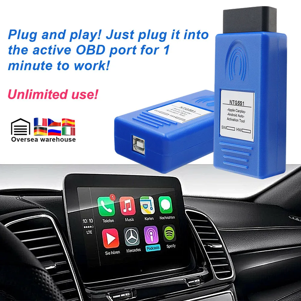 New Carplay NTG5S1 Auto OBD2 Activation Tool Car Play For Mercedes For Benz NTG5.1 Easy Use For iPhone/Android NTG5 S1 Activator