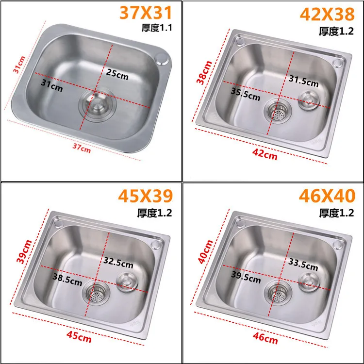 Fregadero De Cocina portátil, Fregadero De Cocina De 0,8mm/1,1mm De grosor, lavamanos De acero inoxidable