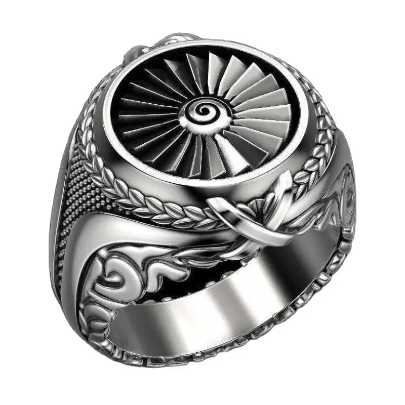 MIQIAO Stainless Steel Titanium Turbine Carved Punk Vintage Rings for Men Couple Friends Gift Fashion Jewelry Gothic Bague Anel