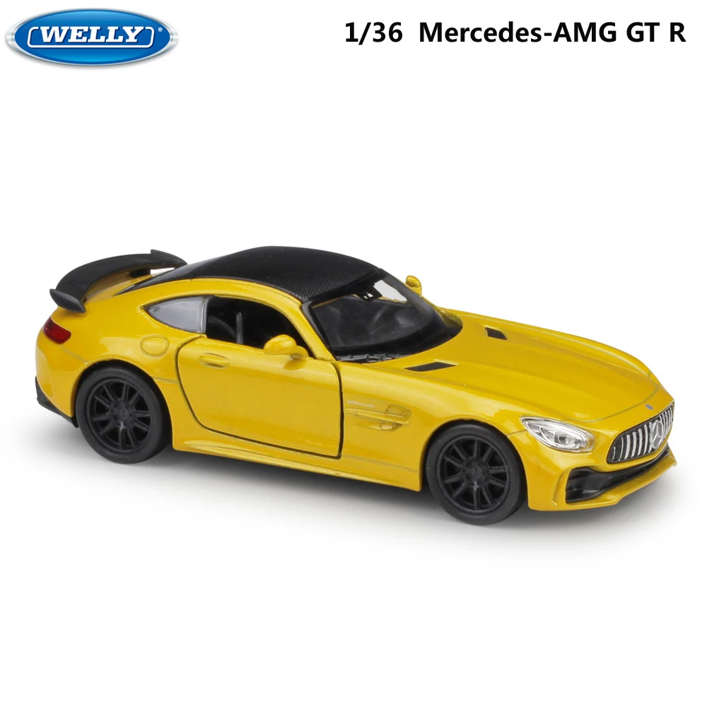 WELLY 1:36 Similator Diecast Toy Vehicle Mercedes-AMG GTR Model Race Car Pull Back Alloy Metal Toy Car For Kids Gifts Collection