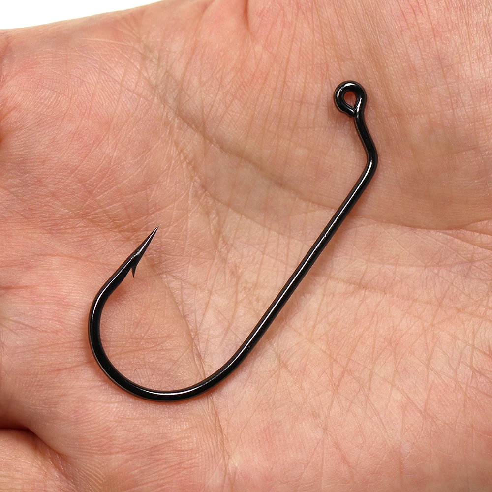 ICERIO 100PCS Hight Carbon Steel 60 Degree Jig Hook Barb Freshwater Saltwater Forged Steel Wire Hooks