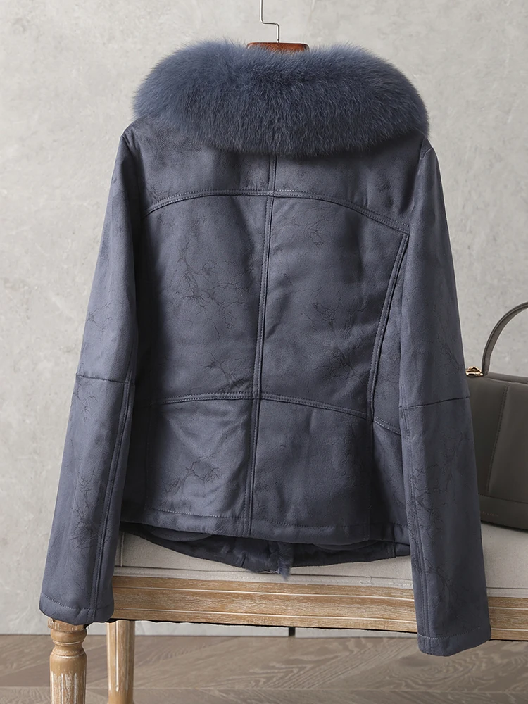 Manteau d'hiver en cuir de mouton pour femme, veste en fourrure de lapin véritable pour femme, doublure en fourrure de lapin chaude, nouveau