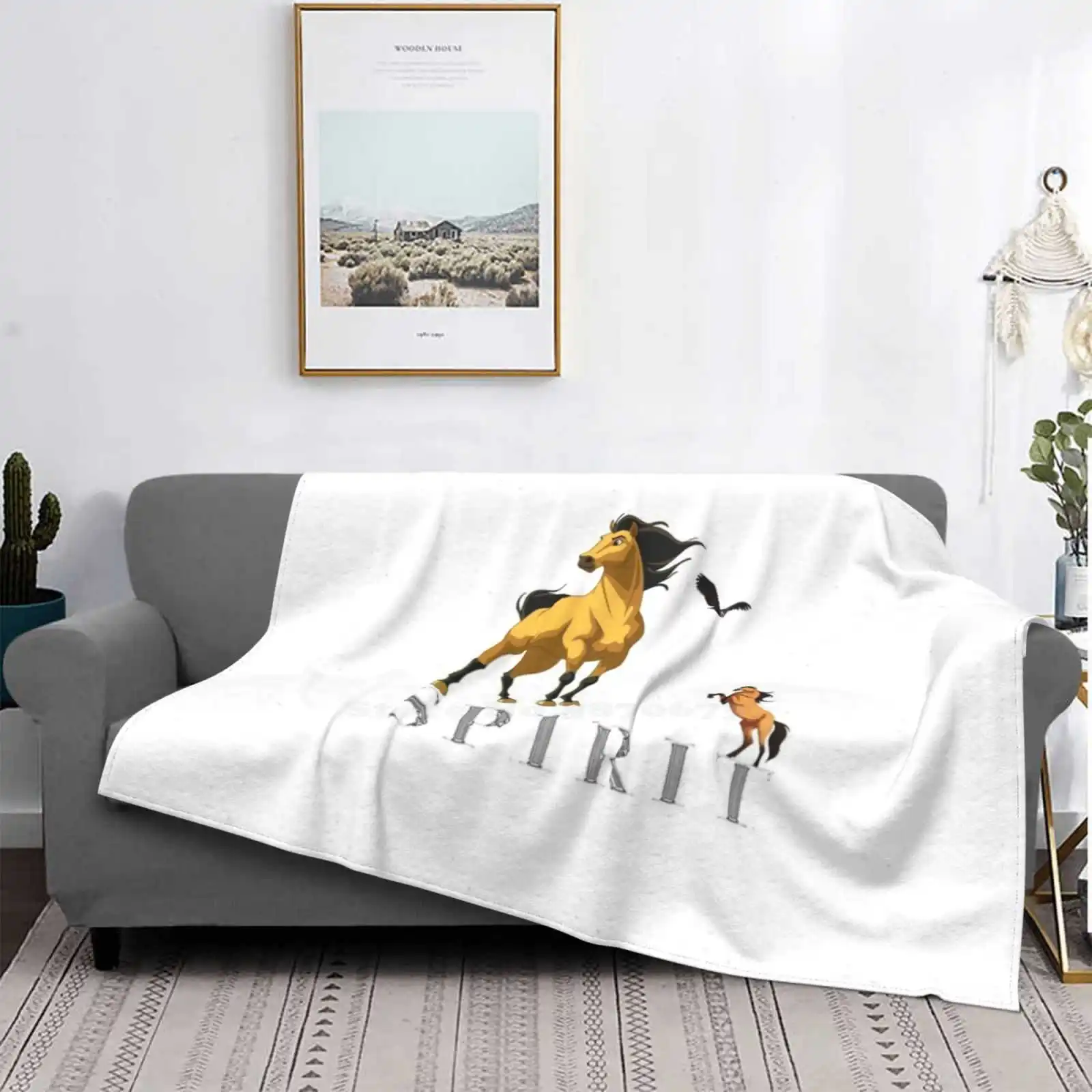 Spirit : Stallion Of The Cimarron Creative Design Light Thin Soft Flannel Blanket Spirit Horse Cartoon Netflix