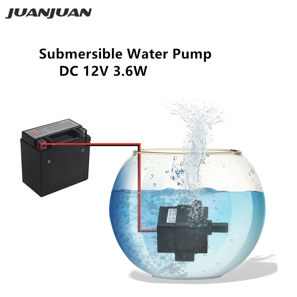 

DC 12V Submersible Water Pump Mini Electric Flow Rate 3.6W 240L/H Waterproof Brushless Pump For Garden Goldfish Bowl 40%off