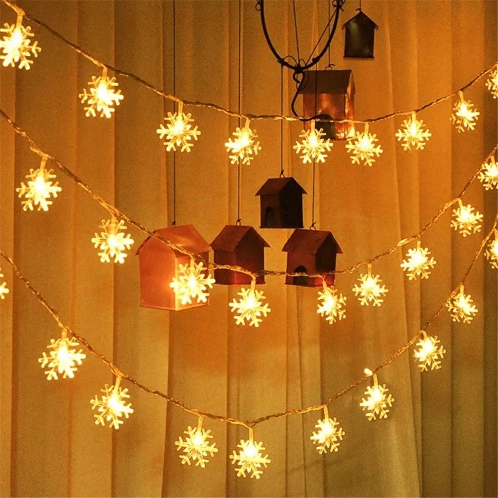 Snowflake LED String Light 10/20/30/50M Christmas Fairy Light Outdoor Waterproof For Romantic Xmas Party New Year