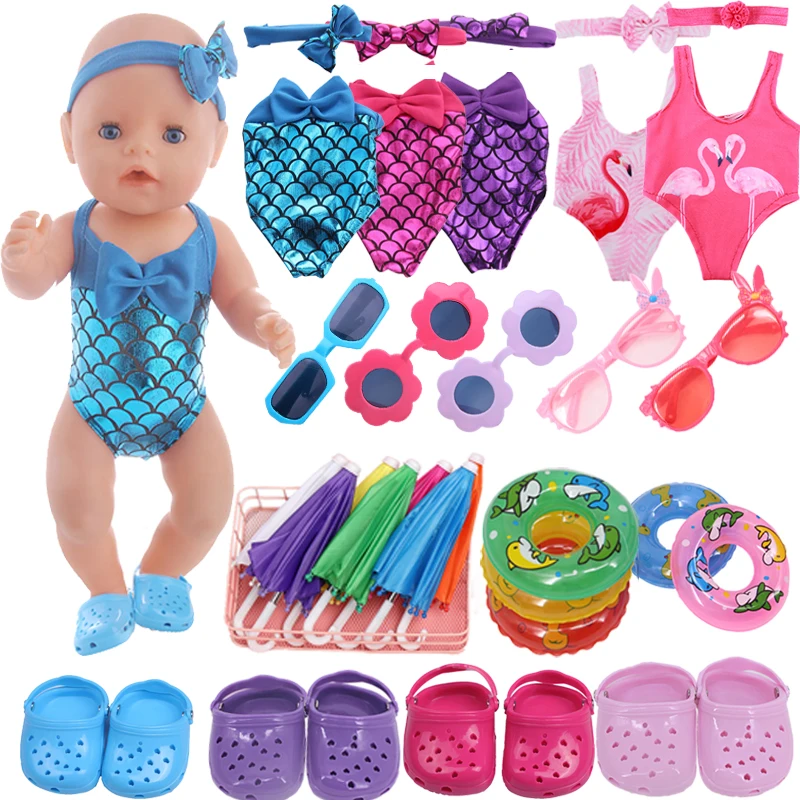 Кукольная одежда, купальный костюм, аксессуары Raniy, летние тапочки с дырками для 18-дюймовых американских и 43 см новорожденных, подарок для девочки нашего поколения