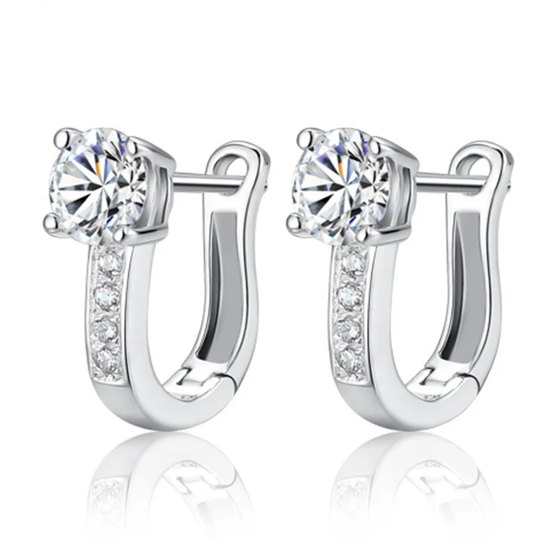 

Starmoon Genuine 925 Sterling Silver Pendientes Earrings Harp Zircon Studs HorseShoe Earrings For Women Wedding Gift