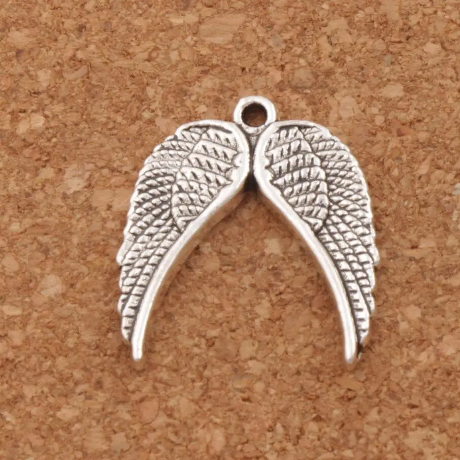 Double Angel Wings Spacer Charm Beads 21.2x18.9mm Zinc Alloy Pendants Jewelry DIY L220 140Pcs