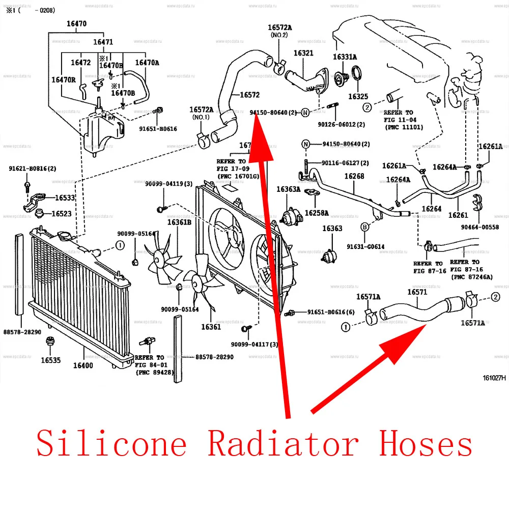 Silicone Radiator Coolant Hoses for Toyota ESTIMA ACR 30 40 2AZFE 16571-28050 16572-28200