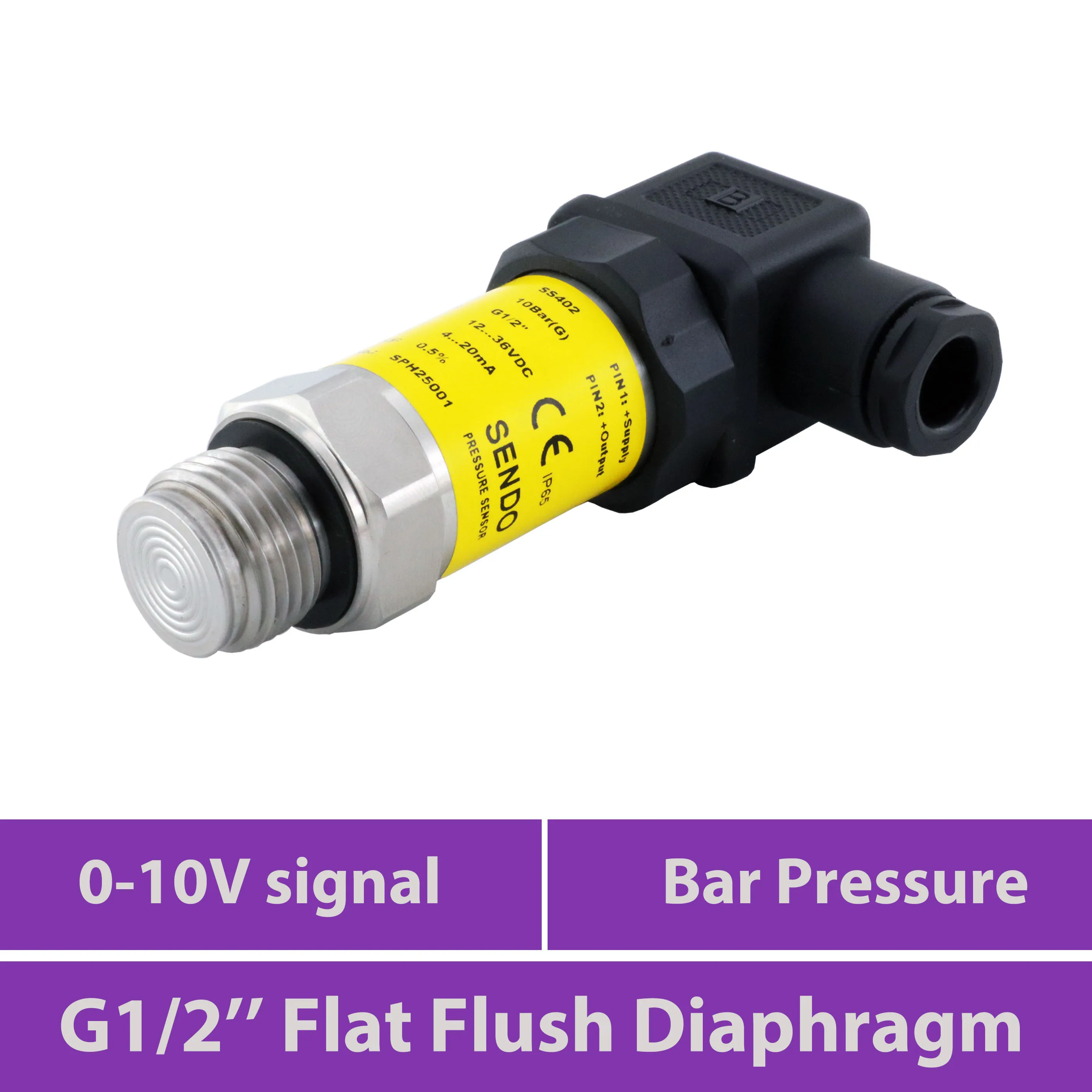 water flush pressure transmitter sensor, 1, 25, 40 mpa gauge, 35kpa, 10bar, 0 10V, 0 5V output, 12V, 24V power, Flat diaphragm