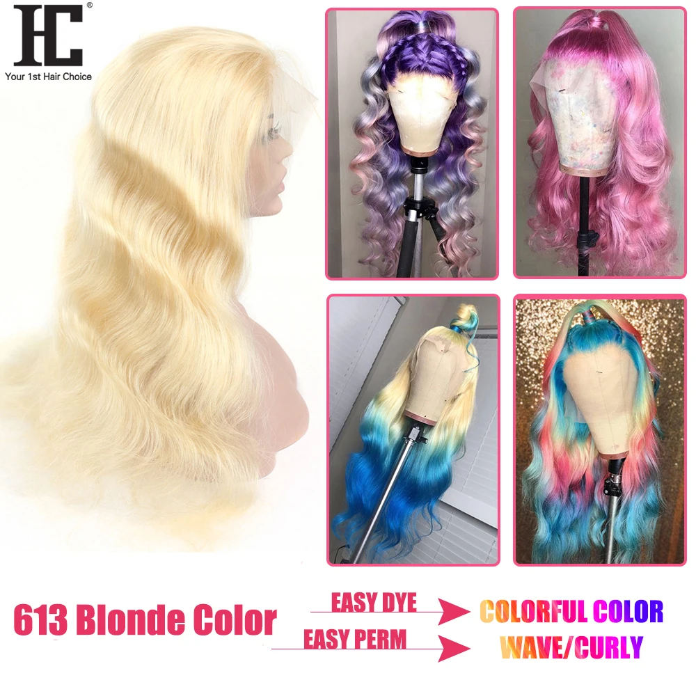 613 Honey Blonde Lace Front Wigs Pre Plucked Brazilian Body Wave Lace Front Human Hair Wigs 13x4 Transparent Lace Wigs 150% Remy