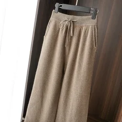 Pantalones de pierna ancha de lana australiana para mujer, calzas largas cálidas, Leggings de lana pura, 100%, invierno, nueva moda, 2021