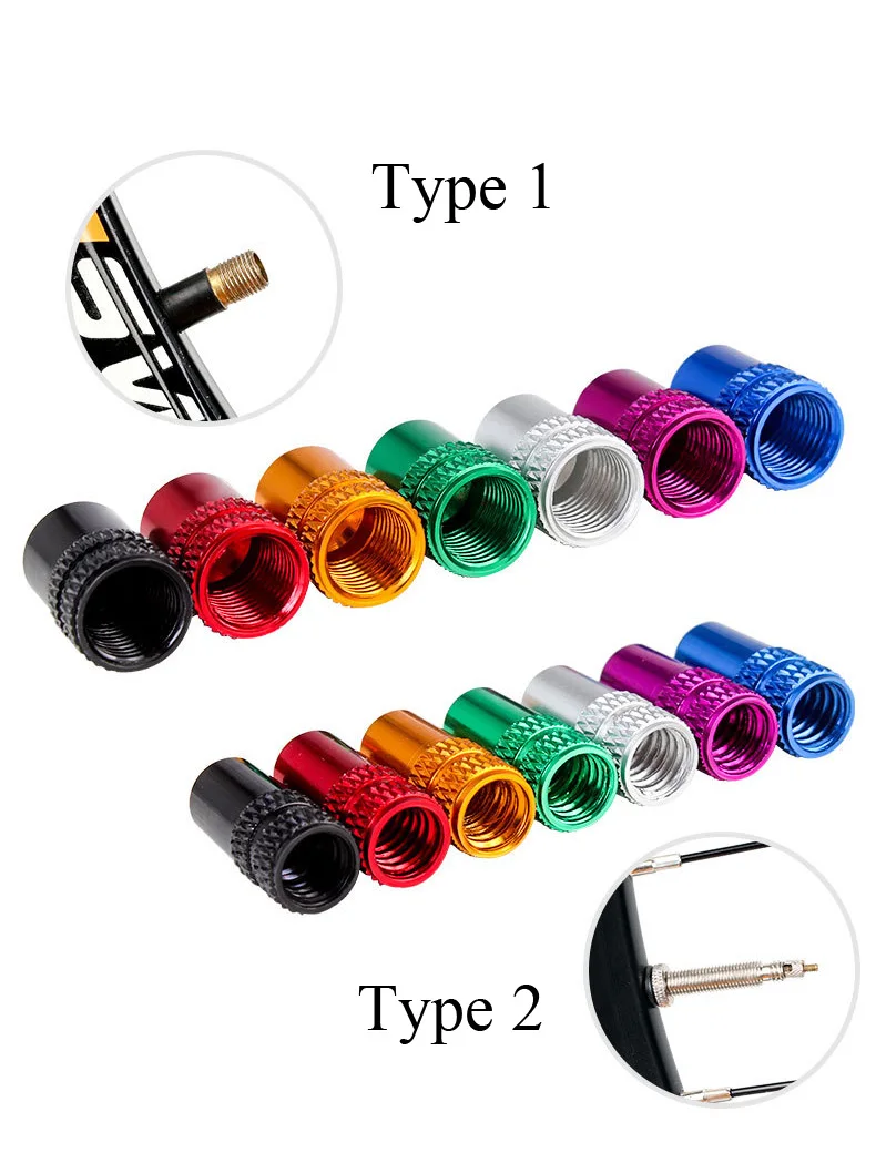 2Pcs Aluminum Bicycle Tire Valve Cap Schrader/Presta Valve Cap Bike Tire Caps With Vacuum Tire Law Mouth Nut Cycling Accessories