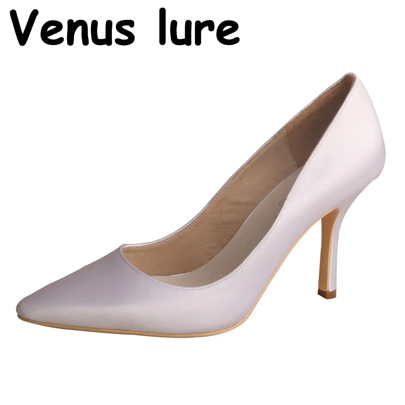 23 Colors  Venus lure Pointed Toe Heel Pumps Stiletto Heel 9.5CM White Wedding Shoes