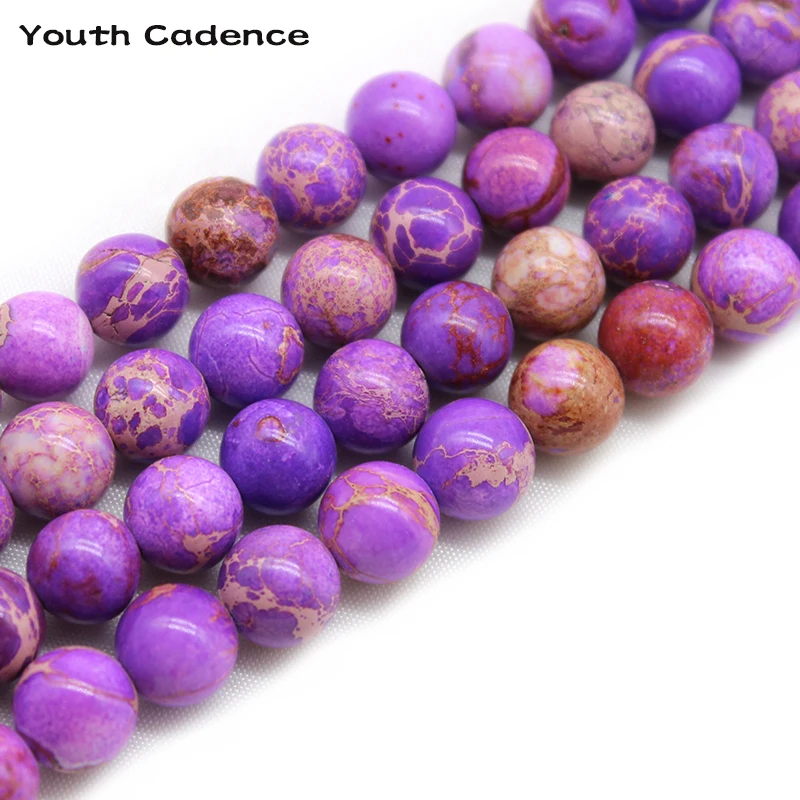 Perles rondes en pierre de jaspe impérial, nouveau, naturel, pour la fabrication de bijoux, Bracelet de 15 pouces, 6, 8, 10MM