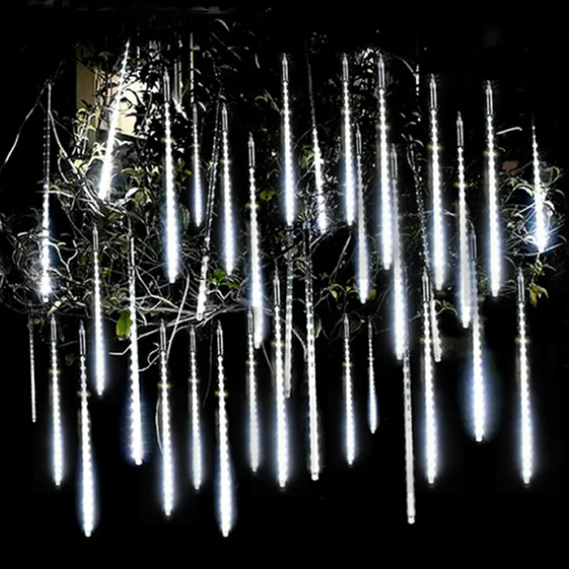 HoneyFly Meteor Shower girlanda żarówkowa LED światła 30/50cm 8 rur boże narodzenie światła oświetlenie świąteczne Wedding Party Decoration