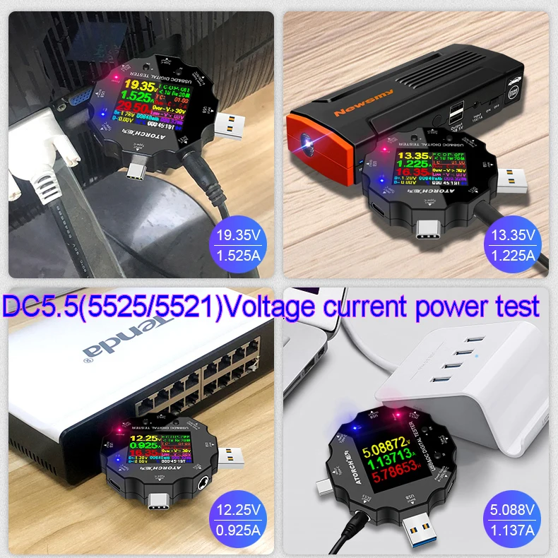 18 в 1 UD18 DC5.5 USB-тестер Type-C PD DC Цифровой вольтметр Power Bank Зарядное устройство Напряжение Ток Амперметр Детектор Измеритель с приложением