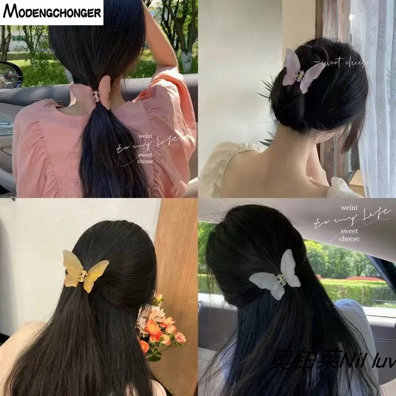 Fashion Mini Butterfly Hair Claw for Women Girls Acrylic Hair Accessories Sweet Hair Crab Simple Hair Clamps Hair Clip Headwear