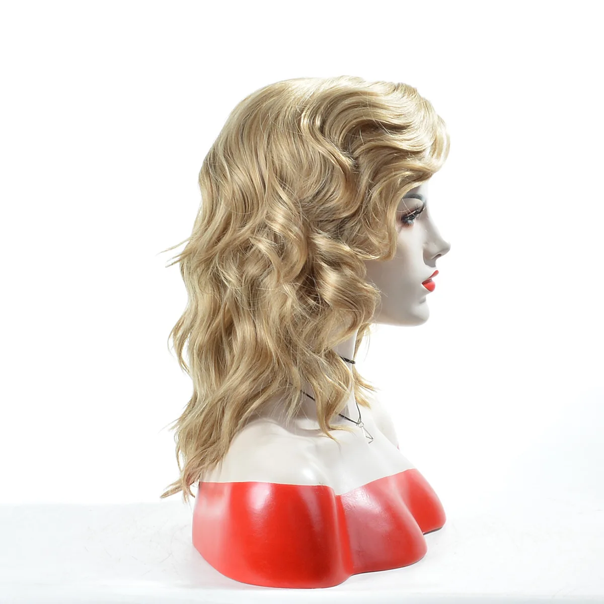 Lady Short Blonde Wavy Curly Wig Synthetic Wig With Side Part Bang For Women Daily Party Use Heat Resistant Fiber For Women