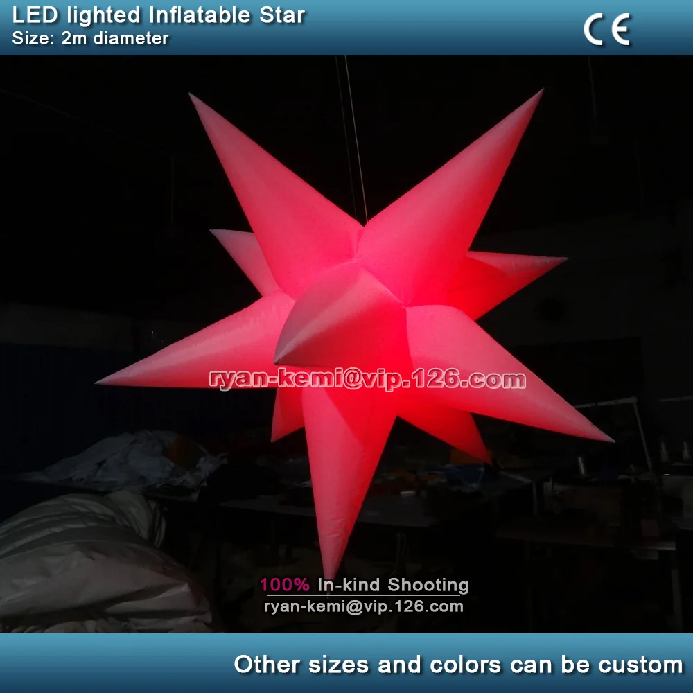 Free shipping 2 meters LED lighted inflatable star for decoration inflatable star with color changing LED light