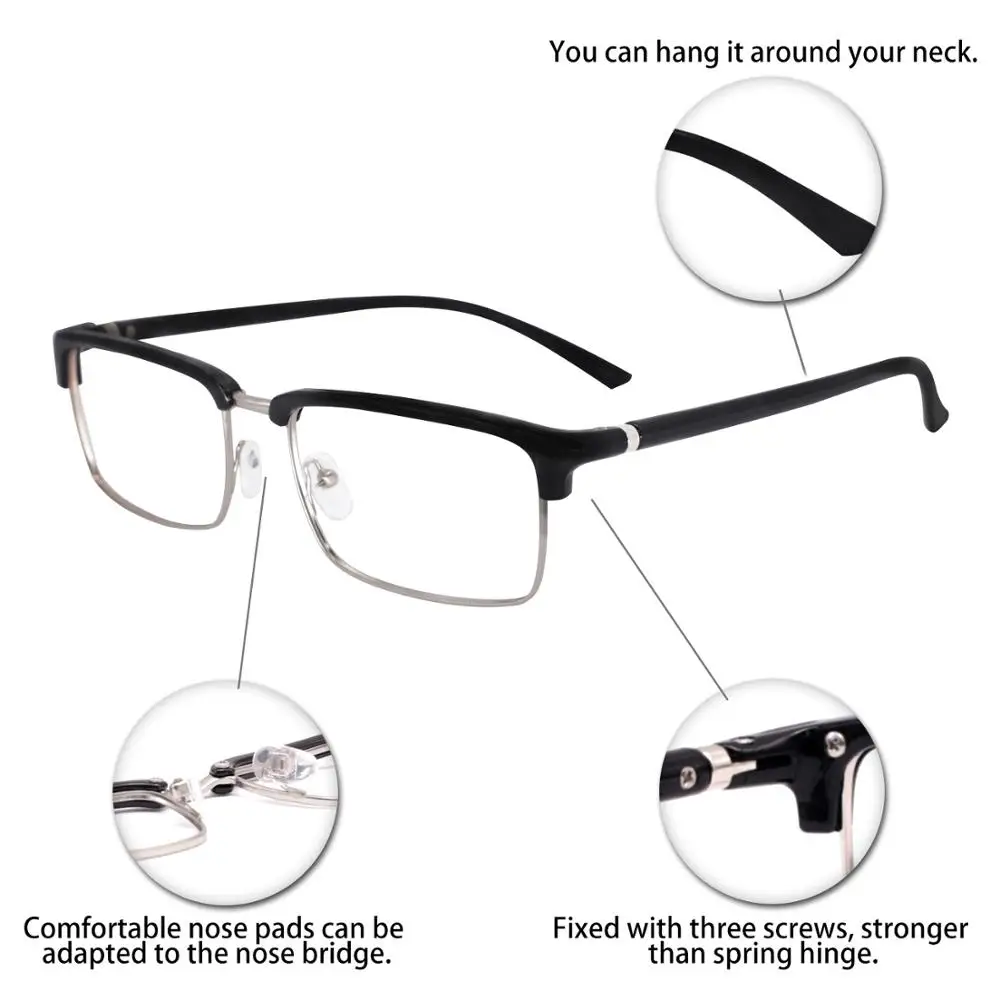 비즈니스 독서 안경 남자 괴상한 처방 안경 남자 금속 맞춤형 광학 안경 프레임 레트로 돋보기 노안