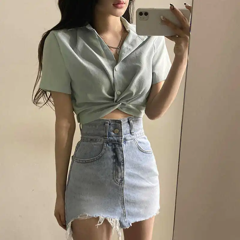 Blouses Women Turn-down Collar Casual Tender Ladies Female Elegant Girls Student Streetwear Fashion Ulzzang Stylish Blusas Top