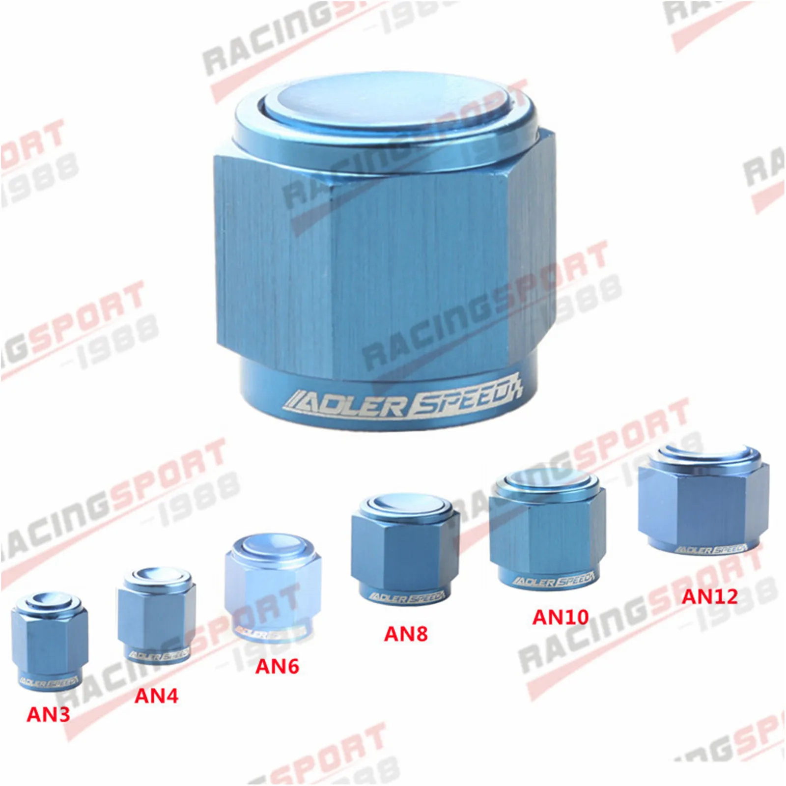 

-3AN 4AN 6AN 8AN 10AN 12AN Aluminum Flare Cap Block Off Fitting Adapter Blue/Red-Blue