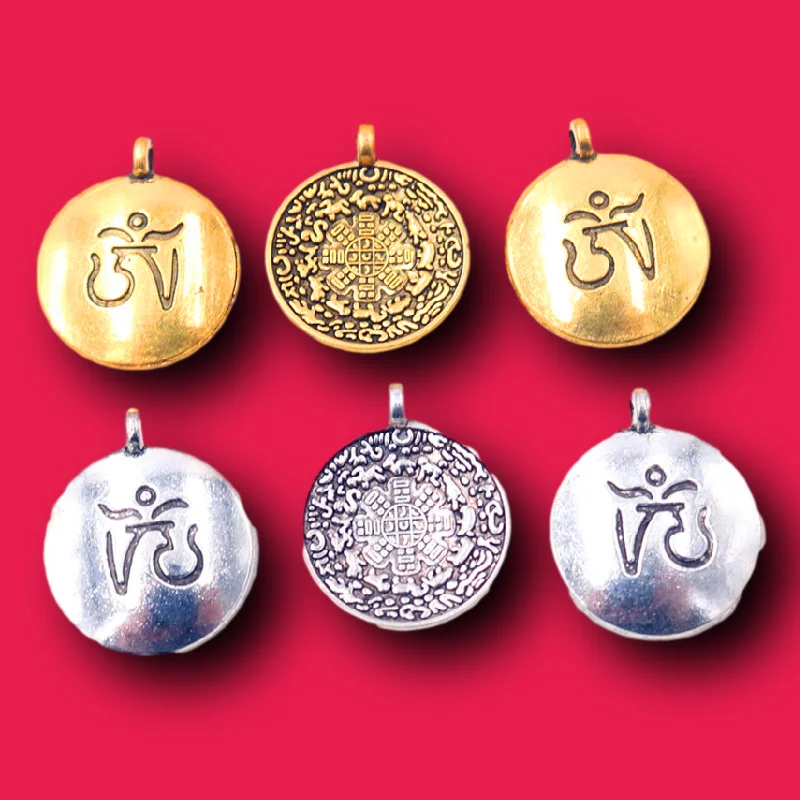 8pcs Tibetan Buddhism Nine Palaces Eight Diagrams Talisman Amulet Pendant Bracelet Necklace Accessories DIY Charm Jewelry Making