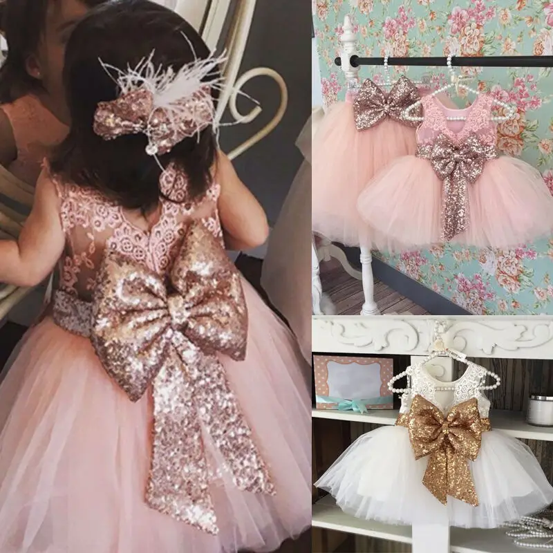 Newest Toddler Kids Girl Princess Dress Flower Wedding Party Pageant Sleeveless O-Neck Formal Dresses