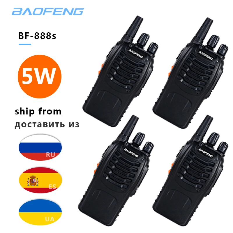 

4pcs/lot Two Way Radio baofeng BF-888S Walkie Talkie Dual Band 5W Handheld Pofung bf 888s 400-470MHz UHF radio scanner