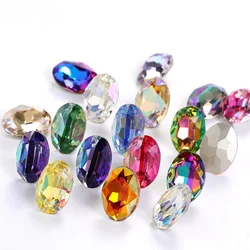 XIAOPU Oval Rhinestones Piontback Nail Art Rhinestones K9 Glass Strass Crystal Glue on Clothes Crystal Beads